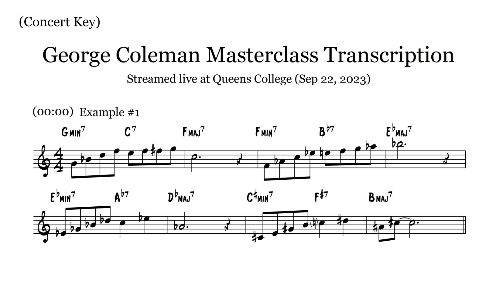 George Coleman Masterclass Transcription - Image 2